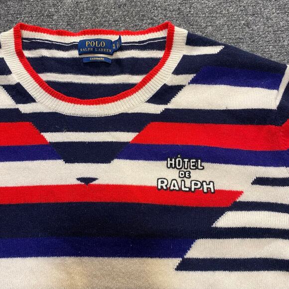 Polo Ralph Lauren Womens Size XL Hotel De Ralph Optic Stripe Cashmere Sweater - Picture 2 of 10